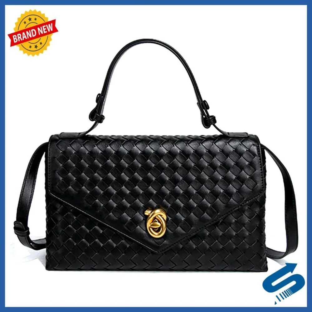 PU Leather Woven Hobo Shoulder Bag Crossbody Satchel Purse